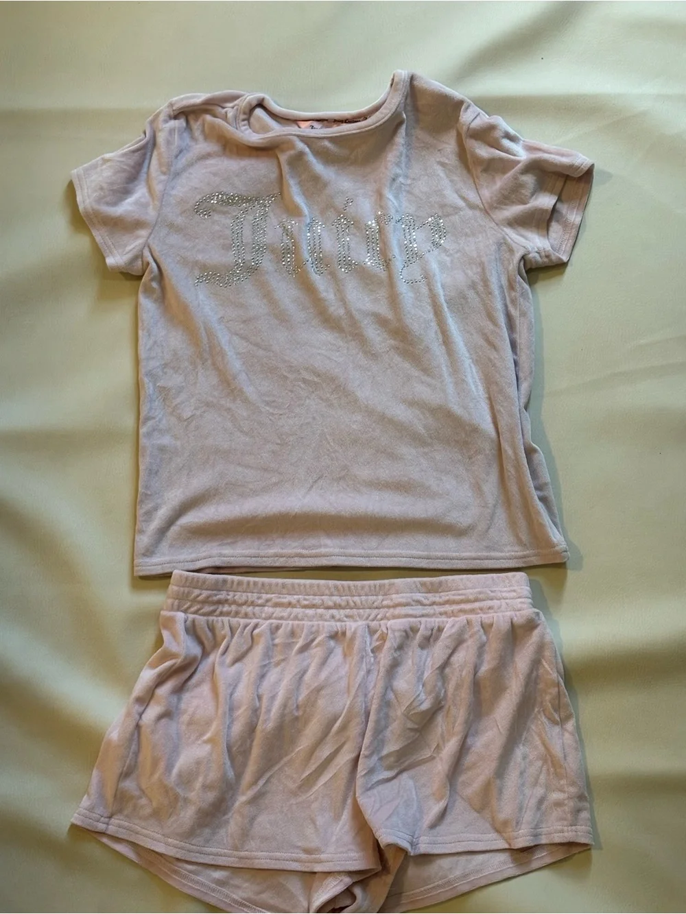 Juicy Couture Pink Set Top and Shorts with Rhinestone Logo
